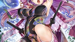 Clouds weapons Birds Katana socks red eyes Swords long hair 