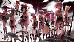 Clouds weapons hats Swords pants spears scarfs long hair anime 