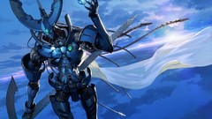 Clouds weapons Robots Anime diamond Swords anime girls mecha