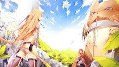 Clouds weapons wings Anime Shorts red eyes gloves stockings 