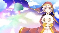 Clouds white hair anime girls braids