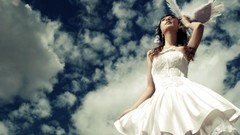 Clouds white happiness wedding dresses
