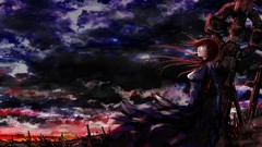 Clouds wind cross dress red eyes long hair anime girls vocaloid 
