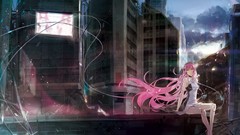 Clouds wind headphones Robots dress sitting wires buildings 