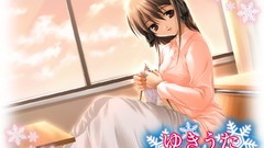 Clouds window anime girls brown eyes brunettes skyscapes