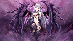 Clouds wings Anime gloves long hair pink eyes anime girls gray 