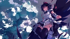 Clouds wings feathers dress hats flying red eyes belts smiling 