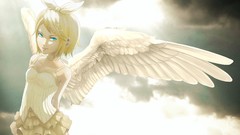 Clouds wings tongue bows stockings blondes skirts sunlight 