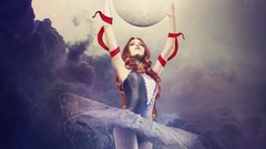 Clouds woman abstract redheads