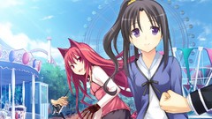 Clouds woman Anime dress Shorts red eyes stockings blondes 