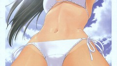 Clouds woman ass Anime anime girls brown eyes skies black hair 