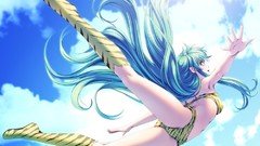 Clouds woman ass Anime elves blue hair smiling anime girls blue 