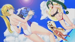 Clouds woman ass Anime glasses blondes smiling anime girls 
