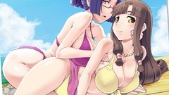 Clouds woman ass Anime glasses smiling pink eyes anime girls 