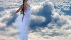 Clouds woman blondes skyscapes