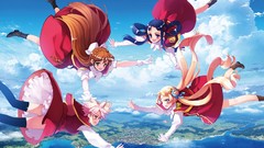 Clouds woman brown long hair anime girls boots short hair black 