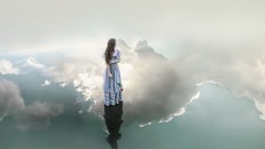 Clouds woman brunettes