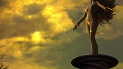 Clouds woman digital art low-angle shot