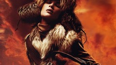 Clouds woman orange fashion photography