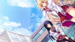 Clover long hair anime girls pantyhose seifuku underwear 