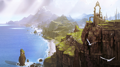 Coast Birds cliffs artwork