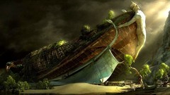 Coast ships wreckage artwork