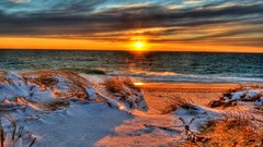 Coast snow landscapes Sea