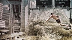 Coast surfing roads Photo manipulation