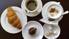 Coffee cappuccino croissants Breakfast