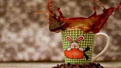 Coffee carrots Coffee Beans splashes cups Bunnies