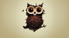 coffee Coffee Beans owl digital art Simple Background Animals