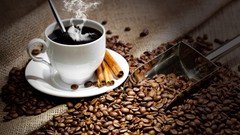 Coffee drinks cinnamon cups spoons