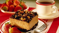 Coffee food strawberries cakes desserts
