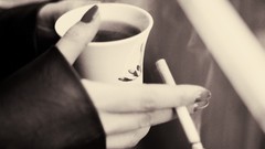 Coffee hands Cigarettes monochrome