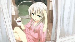 Coffee long hair green eyes gray hair nyaruko Haiyore! 