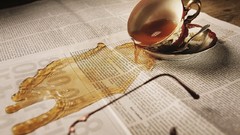 Coffee newspapers living room