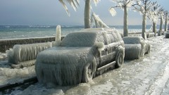 Cold ice cars Frozen frosty