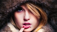 Cold woman faces blondes models
