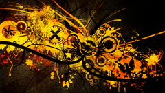 Collage orange grunge rising phonix