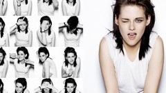 Collage white white background Celebrity Kristen Stewart