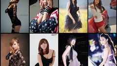 Collage woman asians brunettes bangs models Korean Hwang Mi Hee 