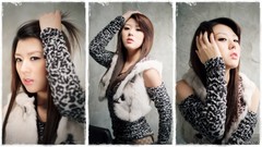 Collage woman asians long hair brunettes models Korean Hwang Mi 