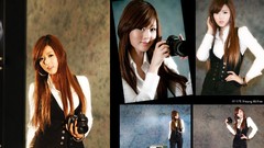 Collage woman asians long hair brunettes models Korean Hwang Mi 