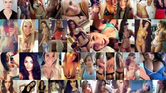 Collage woman blondes brunettes bikini portraits self shot