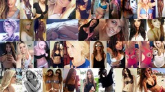 Collage woman blondes brunettes cleavage bikini panties boobs 
