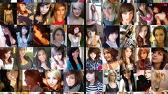 Collage woman blondes brunettes models redheads bikini 