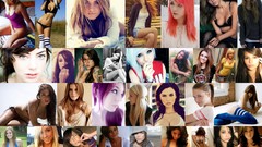 Collage woman blondes brunettes portraits self-portrait self 