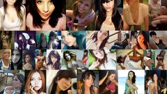 Collage woman blondes brunettes portraits self shot