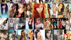 Collage woman blondes brunettes portraits self shot