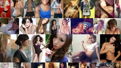 Collage woman blondes brunettes redheads portraits 